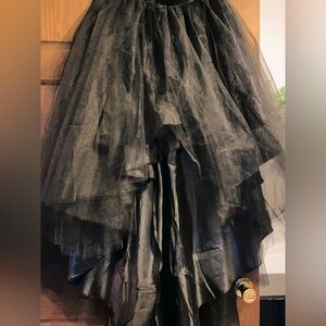 Women’s high/low satin and tulle skirt